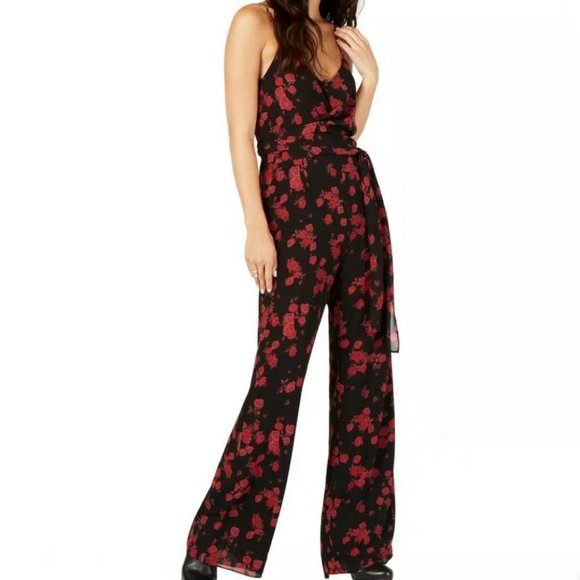 Michael Kors Pants - MICHAEL KORS Red Currant Belted Jumpsuit Zip Women